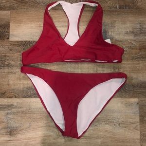 Shein red two piece swimsuit
